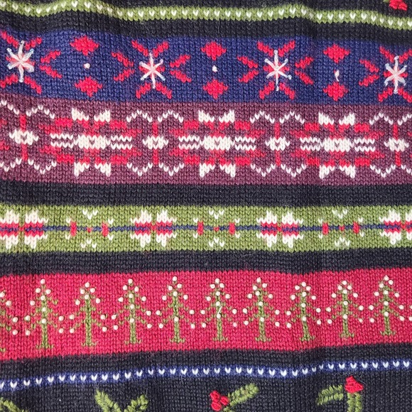 Fair Isle Christmas Holiday Wool Blend Ugly Crewneck Sweater - Picture 4 of 5